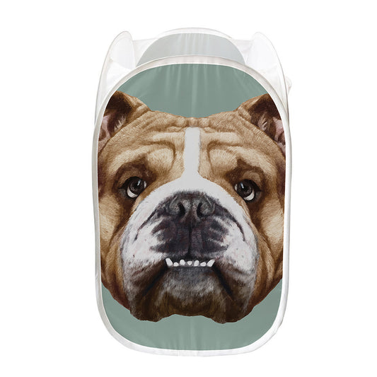 English Bulldog Portrait Print Mesh Laundry Hamper