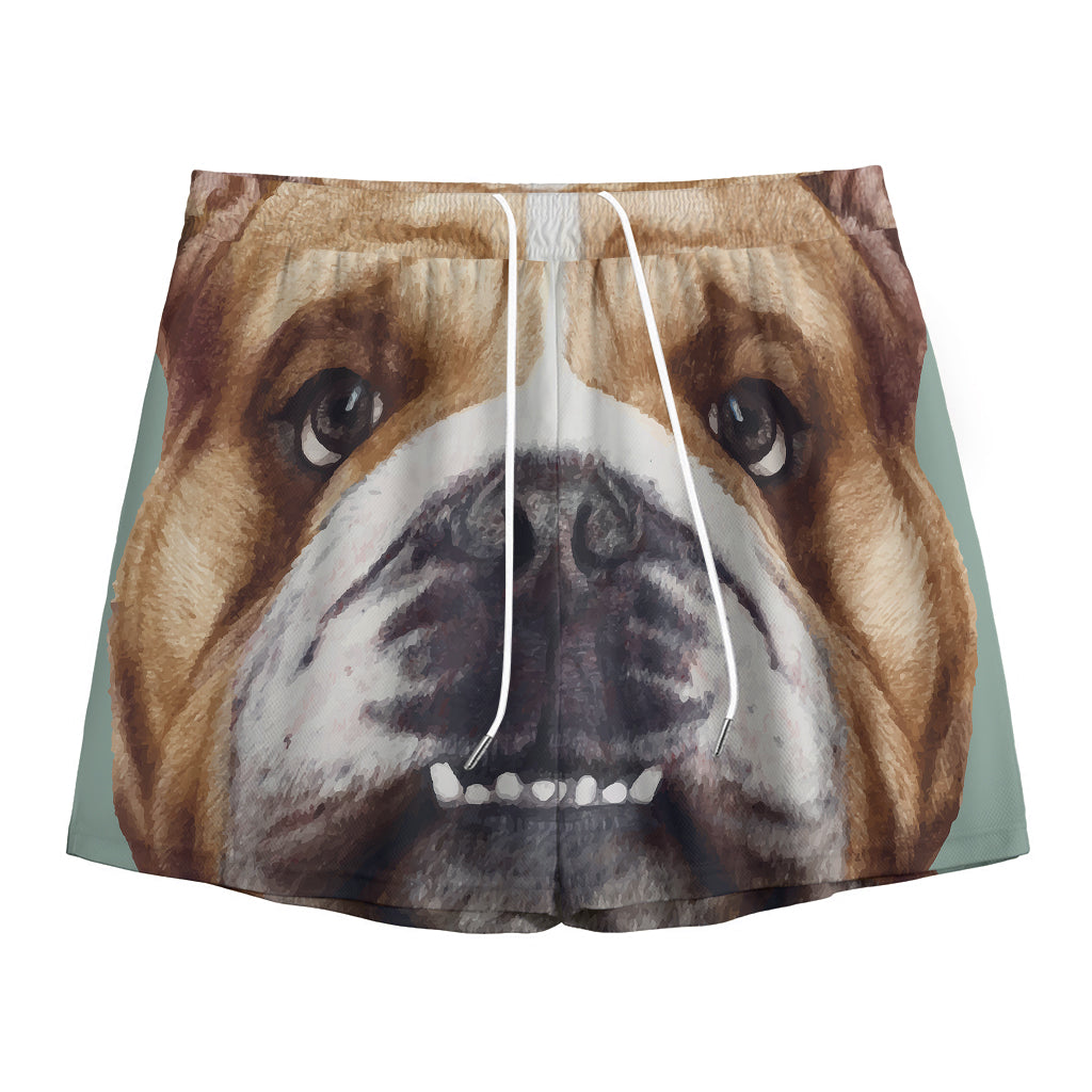 English Bulldog Portrait Print Mesh Shorts