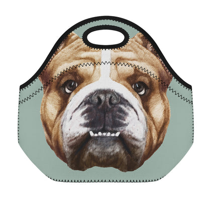 English Bulldog Portrait Print Neoprene Lunch Bag