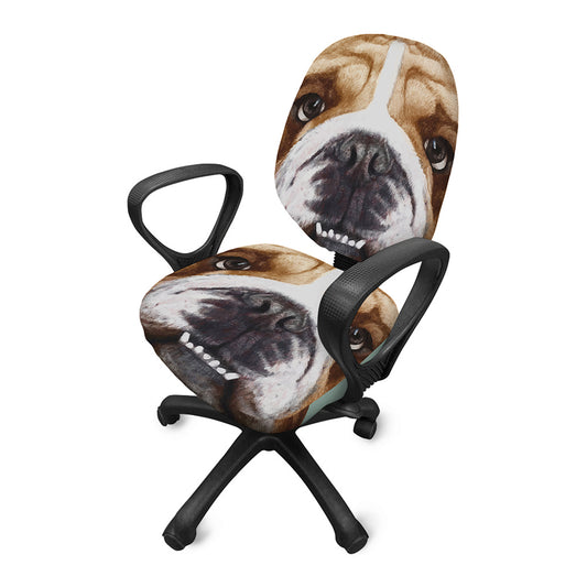 English Bulldog Portrait Print Office Chair Cover