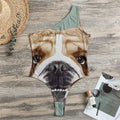 English Bulldog Portrait Print One Shoulder Bodysuit