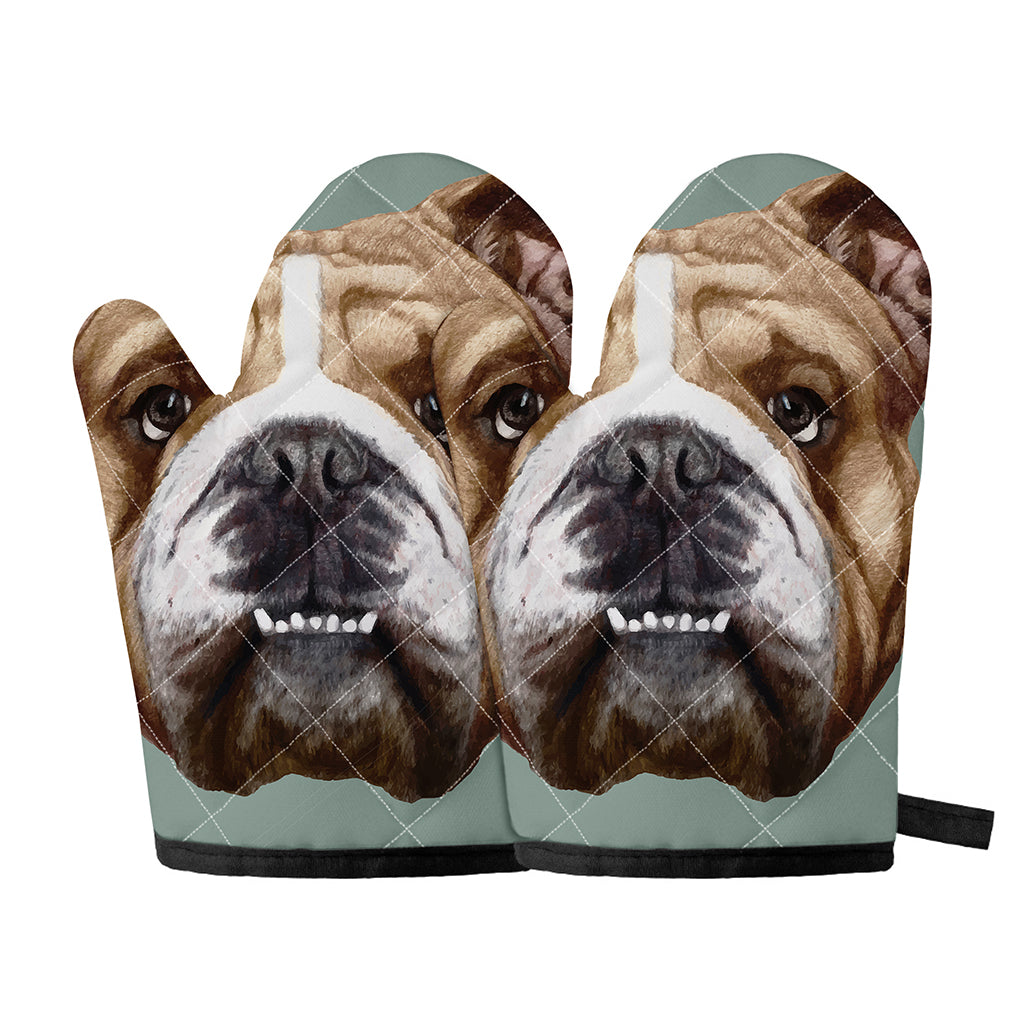 English Bulldog Portrait Print Oven Mitts