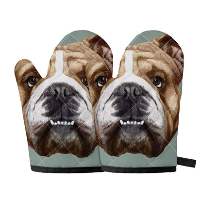 English Bulldog Portrait Print Oven Mitts