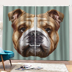 English Bulldog Portrait Print Pencil Pleat Curtains