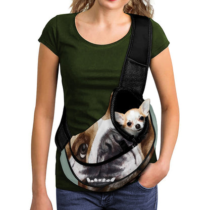 English Bulldog Portrait Print Pet Sling Carrier