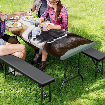 English Bulldog Portrait Print Picnic Table Cover