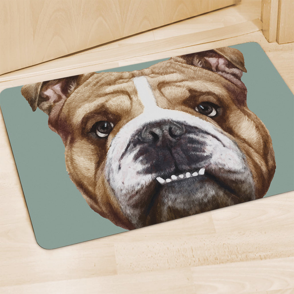 English Bulldog Portrait Print Polyester Doormat