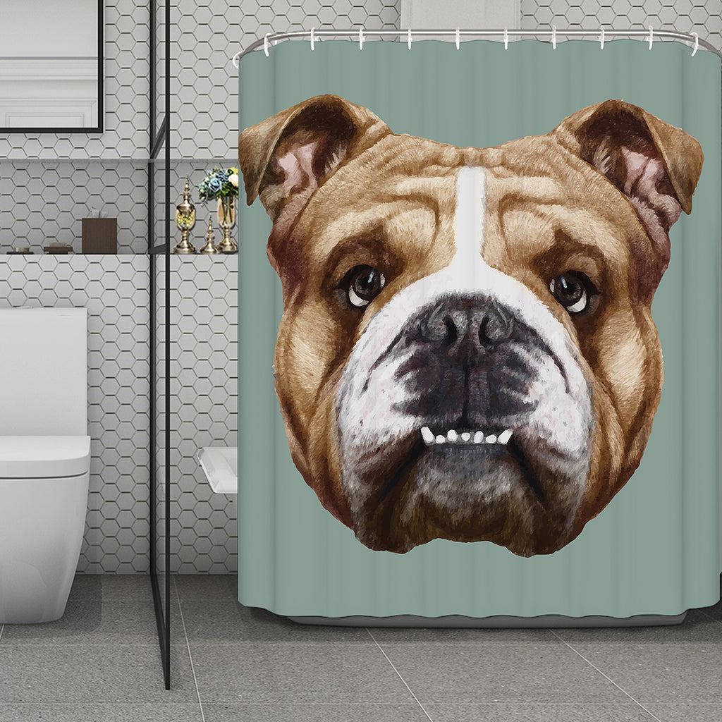 English Bulldog Portrait Print Polyester Shower Curtain