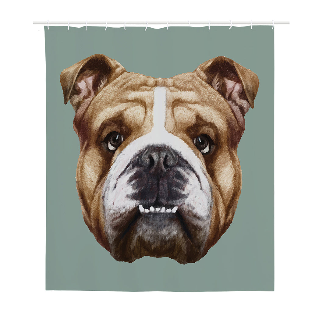 English Bulldog Portrait Print Polyester Shower Curtain