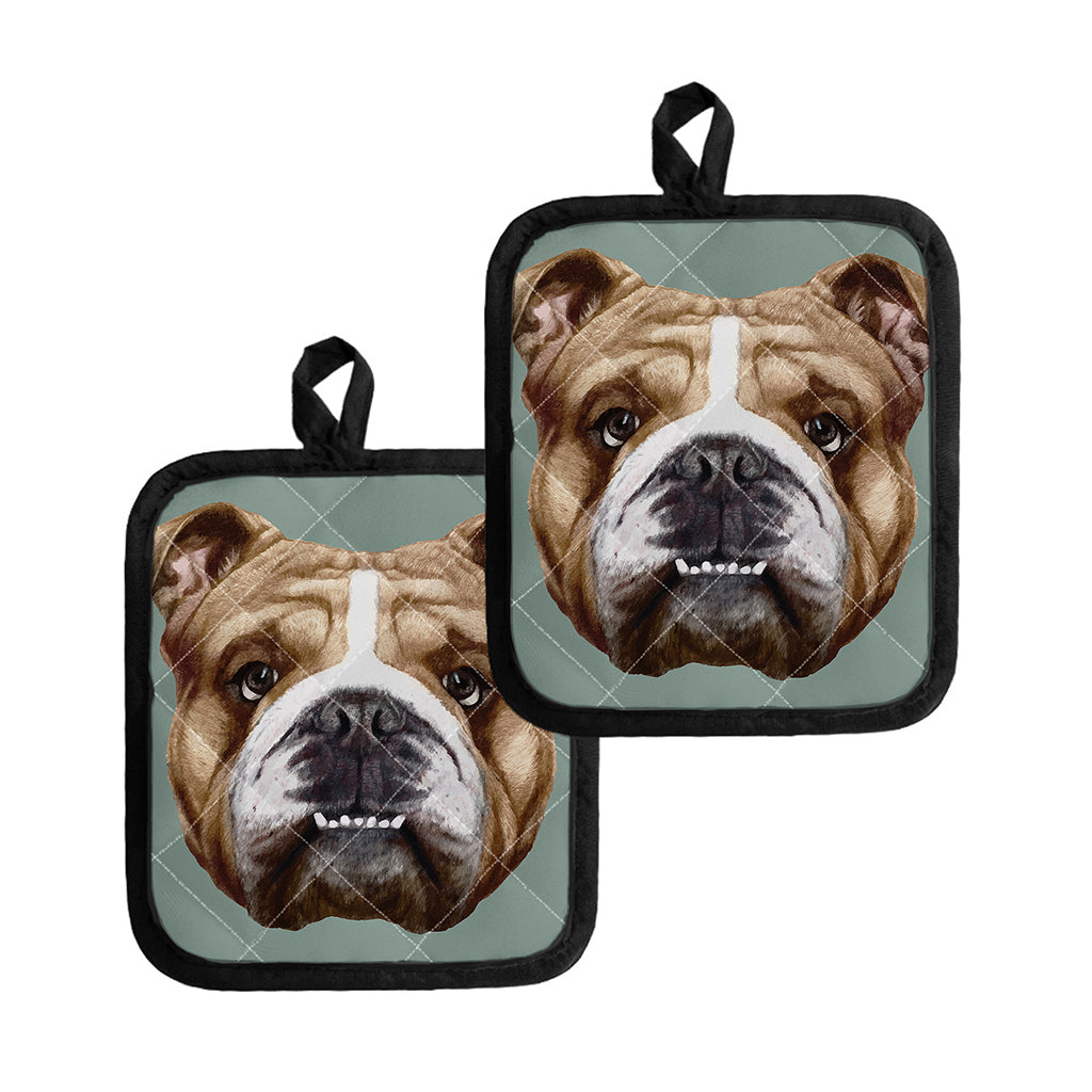 English Bulldog Portrait Print Pot Holders
