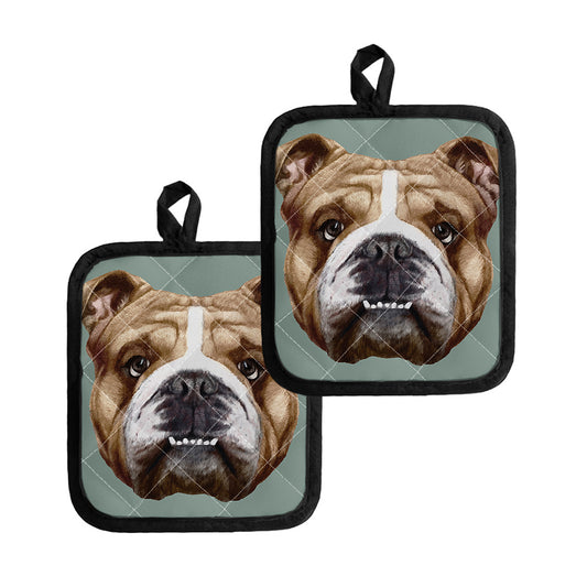 English Bulldog Portrait Print Pot Holders