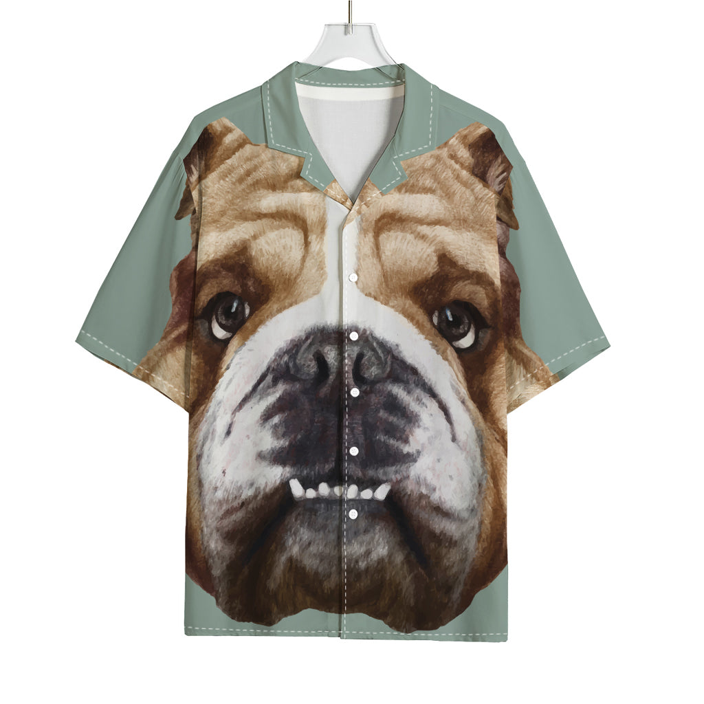 English Bulldog Portrait Print Rayon Hawaiian Shirt
