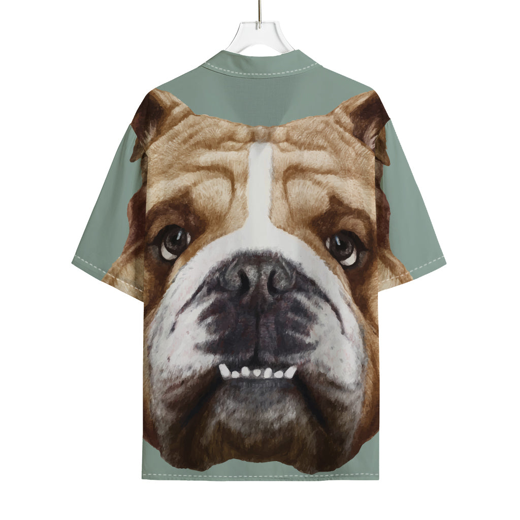 English Bulldog Portrait Print Rayon Hawaiian Shirt
