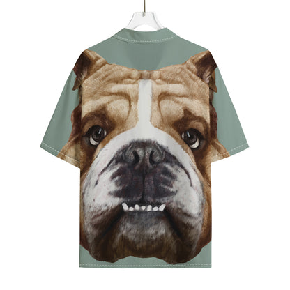 English Bulldog Portrait Print Rayon Hawaiian Shirt