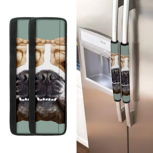 English Bulldog Portrait Print Refrigerator Handle Covers