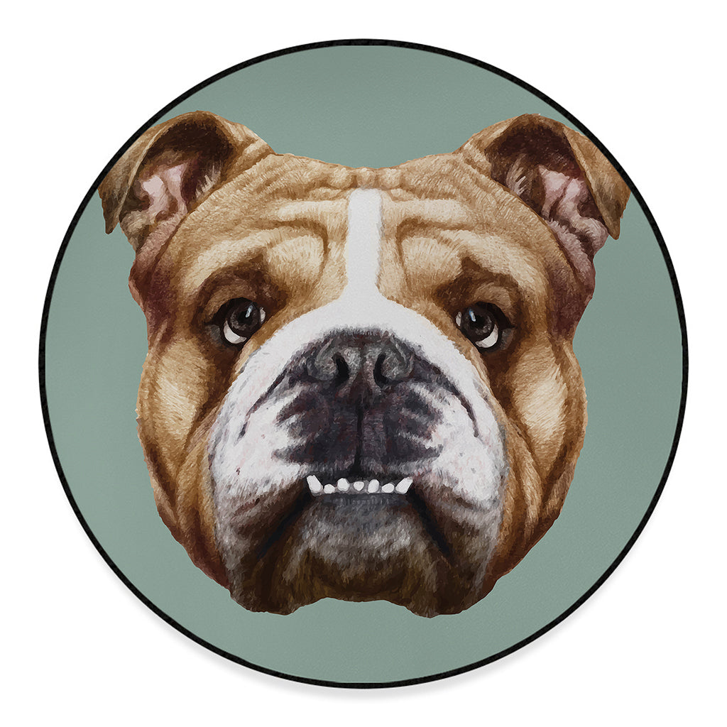 English Bulldog Portrait Print Round Floor Mat
