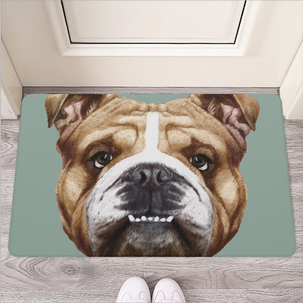 English Bulldog Portrait Print Rubber Doormat