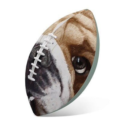 English Bulldog Portrait Print Rugby Ball