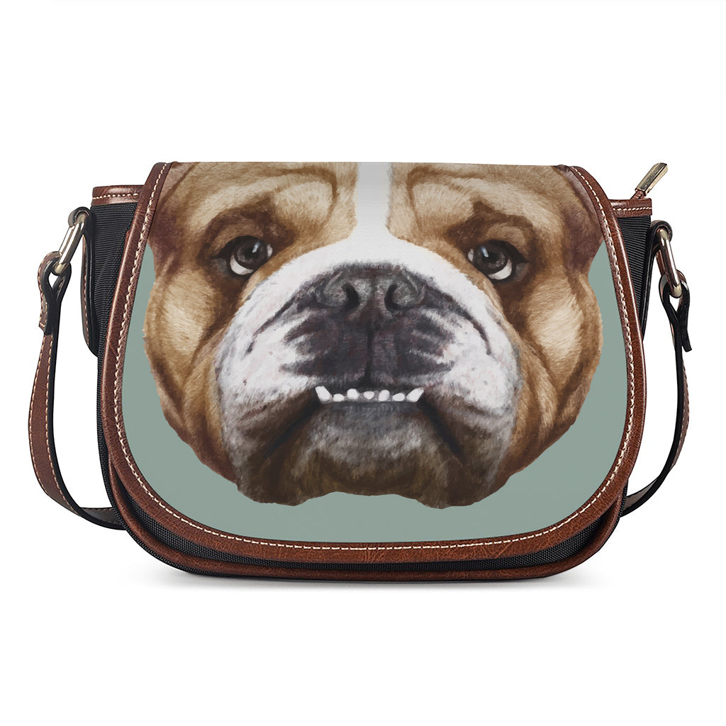 English Bulldog Portrait Print Saddle Bag