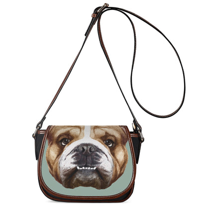 English Bulldog Portrait Print Saddle Bag