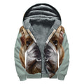 English Bulldog Portrait Print Sherpa Lined Zip Up Hoodie