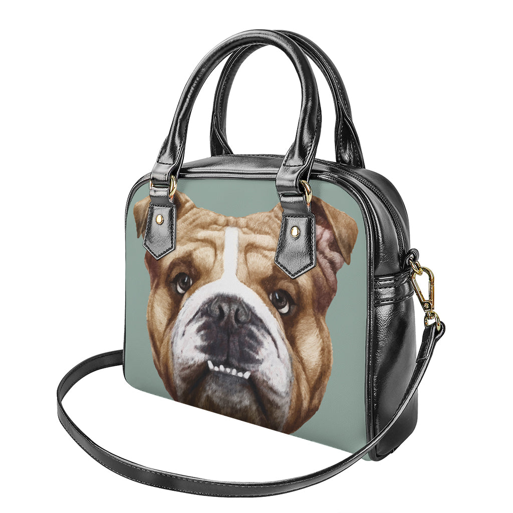 English Bulldog Portrait Print Shoulder Handbag