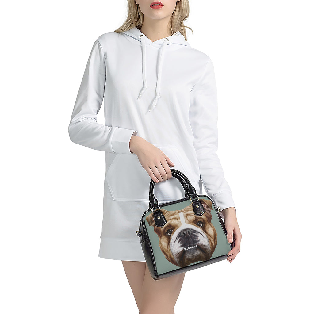English Bulldog Portrait Print Shoulder Handbag