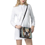 English Bulldog Portrait Print Shoulder Handbag