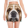 English Bulldog Portrait Print Side Slit Mini Skirt