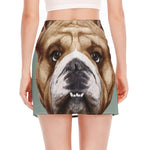 English Bulldog Portrait Print Side Slit Mini Skirt