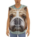 English Bulldog Portrait Print Sleeveless Baseball Jersey