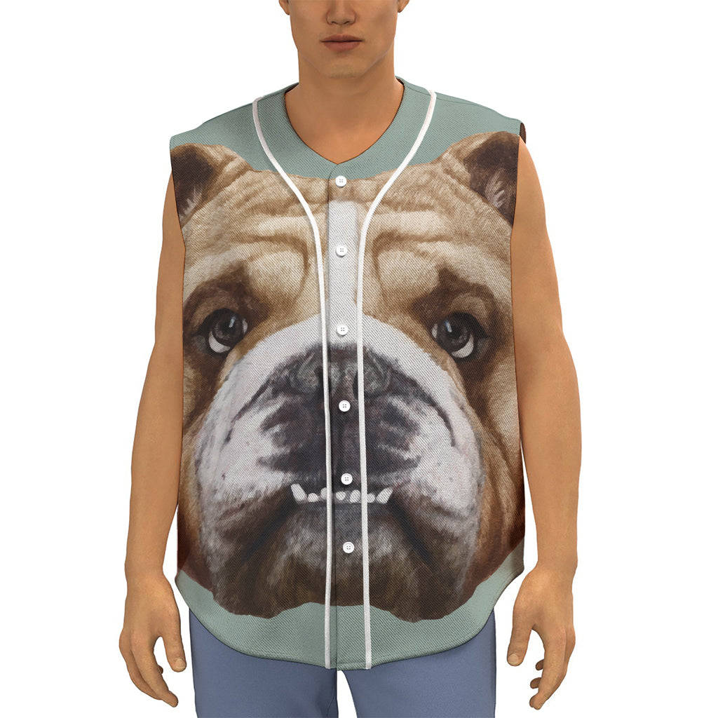 English Bulldog Portrait Print Sleeveless Baseball Jersey