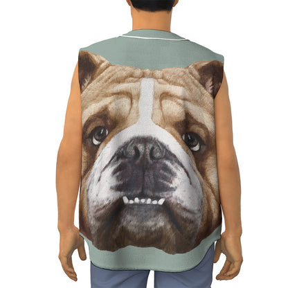 English Bulldog Portrait Print Sleeveless Baseball Jersey