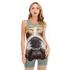 English Bulldog Portrait Print Sleeveless One Piece Swimsuit