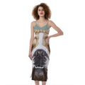 English Bulldog Portrait Print Slim Fit Midi Cami Dress