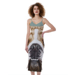 English Bulldog Portrait Print Slim Fit Midi Cami Dress
