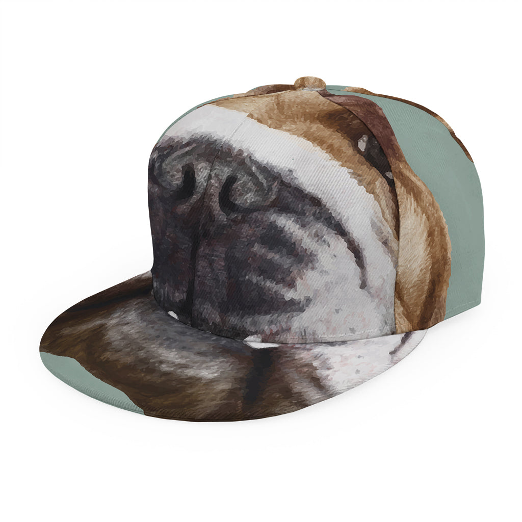 English Bulldog Portrait Print Snapback Cap