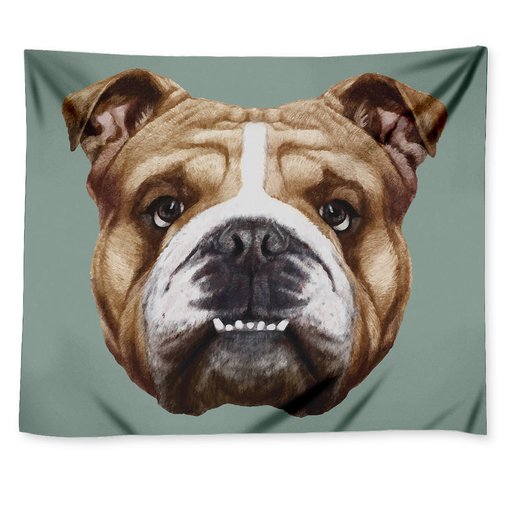 English Bulldog Portrait Print Tapestry