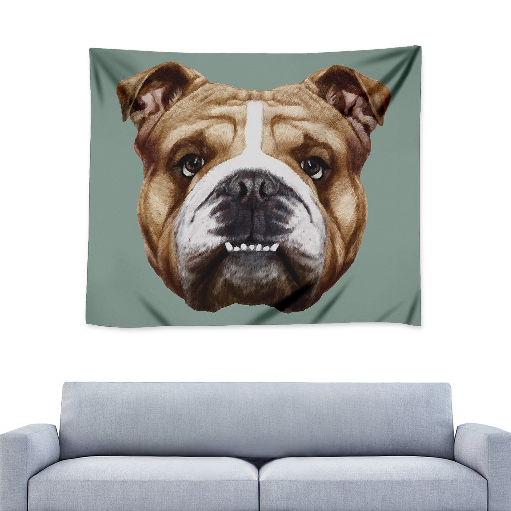 English Bulldog Portrait Print Tapestry