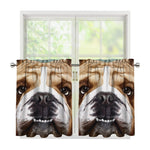 English Bulldog Portrait Print Tier Curtains