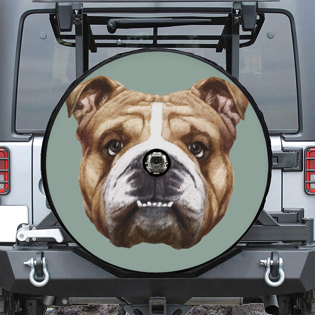 English Bulldog Portrait Print Tire Cover With Camera Hole
