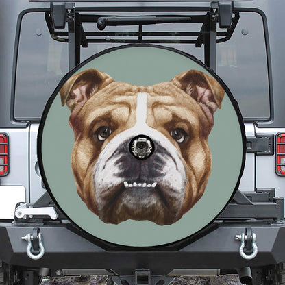 English Bulldog Portrait Print Tire Cover With Camera Hole