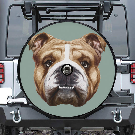 English Bulldog Portrait Print Tire Cover With Camera Hole