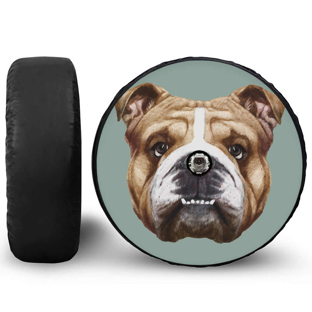 English Bulldog Portrait Print Tire Cover With Camera Hole
