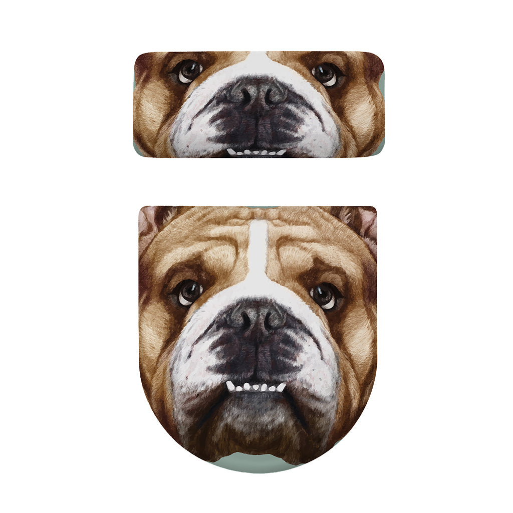 English Bulldog Portrait Print Toilet Lid And Tank Cover Set
