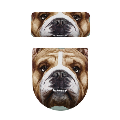 English Bulldog Portrait Print Toilet Lid And Tank Cover Set
