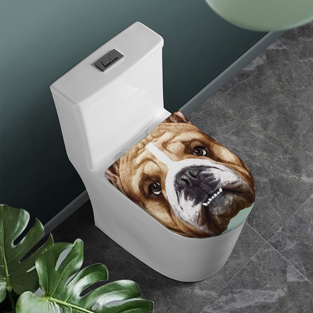 English Bulldog Portrait Print Toilet Lid Cover