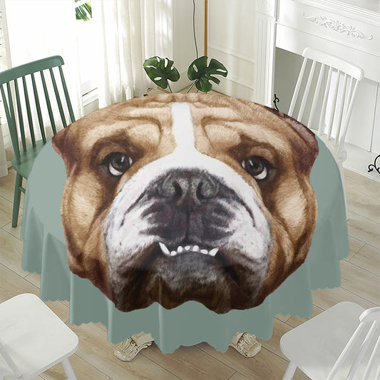 English Bulldog Portrait Print Waterproof Round Tablecloth