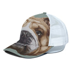 English Bulldog Portrait Print White Mesh Trucker Cap