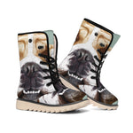 English Bulldog Portrait Print Winter Boots